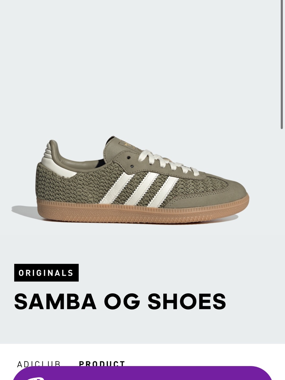adidas Samba OG Men's Sneakers - Olive Green/White
